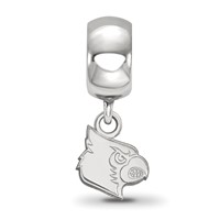 Sterling Silver Rhodium-plated LogoArt University of Louisville Cardinal Extra Small Dangle Bead Charm view 2