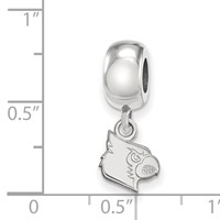 Sterling Silver Rhodium-plated LogoArt University of Louisville Cardinal Extra Small Dangle Bead Charm view 3