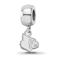 Sterling Silver Rhodium-plated LogoArt University of Louisville Cardinal Extra Small Dangle Bead Charm view 1