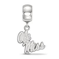 Sterling Silver Rhodium-plated LogoArt University of Mississippi Ole Miss Small Dangle Bead Charm view 2