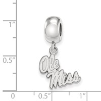 Sterling Silver Rhodium-plated LogoArt University of Mississippi Ole Miss Small Dangle Bead Charm view 3