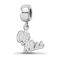 Sterling Silver Rhodium-plated LogoArt University of Mississippi Ole Miss Small Dangle Bead Charm view 1