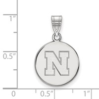 Sterling Silver Rhodium-plated LogoArt University of Nebraska Letter N Medium Disc Pendant view 2