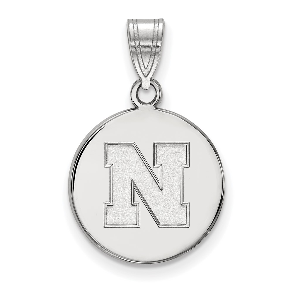 Sterling Silver Rhodium-plated LogoArt University of Nebraska Letter N Medium Disc Pendant
