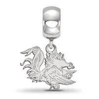 Sterling Silver Rhodium-plated LogoArt University of South Carolina Gamecock Small Dangle Bead Charm view 2