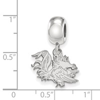 Sterling Silver Rhodium-plated LogoArt University of South Carolina Gamecock Small Dangle Bead Charm view 3