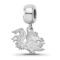 Sterling Silver Rhodium-plated LogoArt University of South Carolina Gamecock Small Dangle Bead Charm view 1