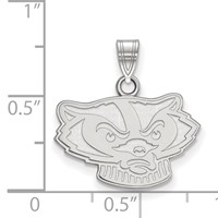 Sterling Silver Rhodium-plated LogoArt University of Wisconsin Badger Small Pendant view 2