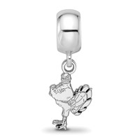 Sterling Silver Rhodium-plated LogoArt Virginia Tech HokieBird Small Dangle Bead Charm view 3