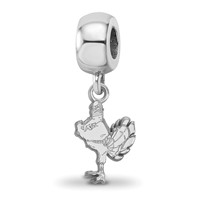 Sterling Silver Rhodium-plated LogoArt Virginia Tech HokieBird Small Dangle Bead Charm view 1