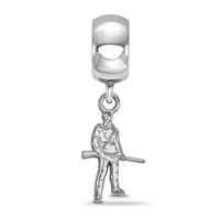 Sterling Silver Rhodium-plated LogoArt West Virginia University Mountaineer Extra Small Dangle Bead Charm view 2
