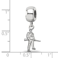 Sterling Silver Rhodium-plated LogoArt West Virginia University Mountaineer Extra Small Dangle Bead Charm view 3