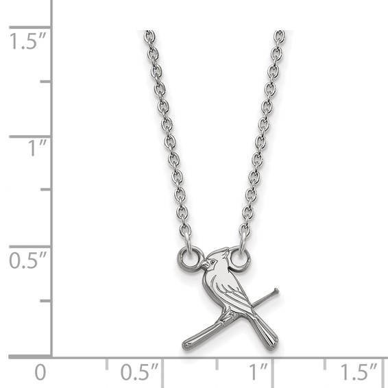 10k White Gold Major League Baseball LogoArt St. Louis Cardinals Small Pendant Necklace