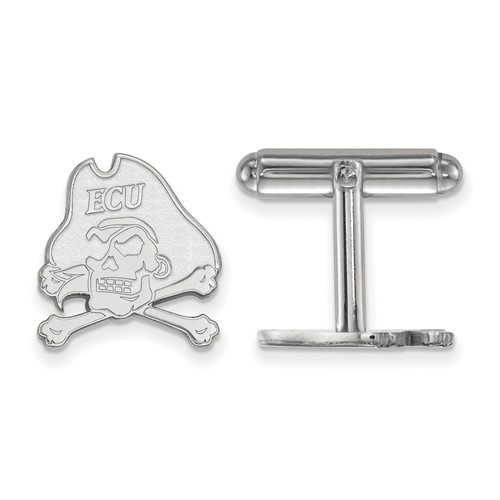 Sterling Silver Rhodium-plated LogoArt East Carolina University Pirate Cuff Links