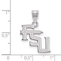 Sterling Silver Rhodium-plated LogoArt Florida State University F-s-u Medium Pendant view 2