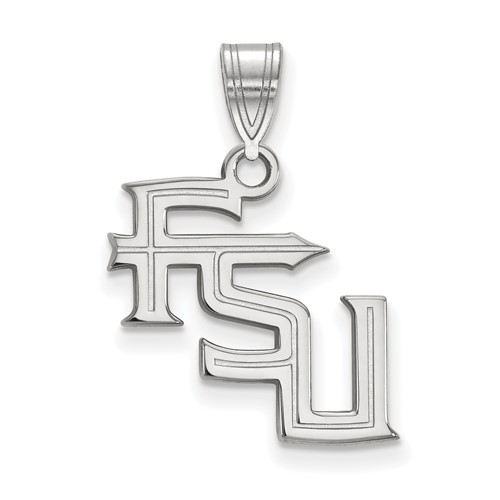 Sterling Silver Rhodium-plated LogoArt Florida State University F-s-u Medium Pendant