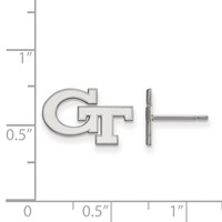 Sterling Silver Rhodium-plated LogoArt Georgia Institute of Technology G-t Extra Small Post Earrings view 2