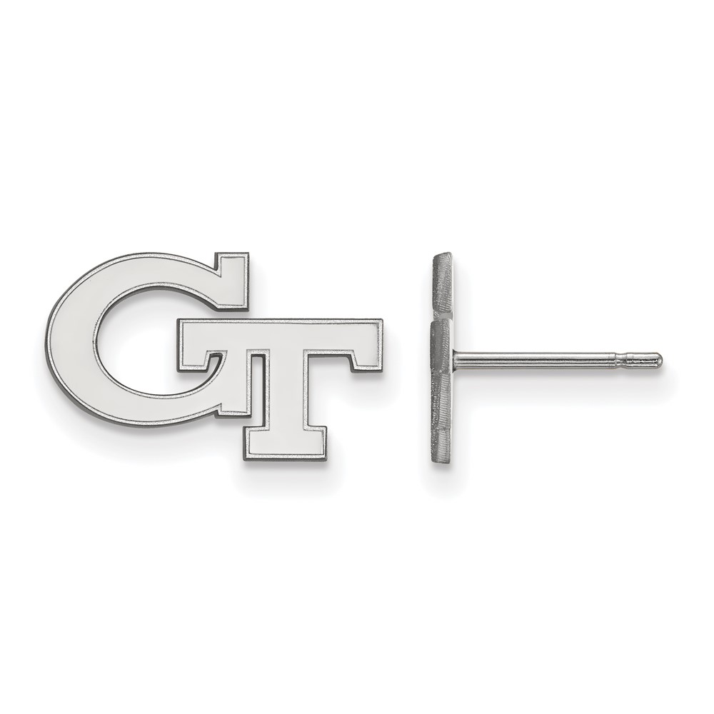 Sterling Silver Rhodium-plated LogoArt Georgia Institute of Technology G-t Extra Small Post Earrings