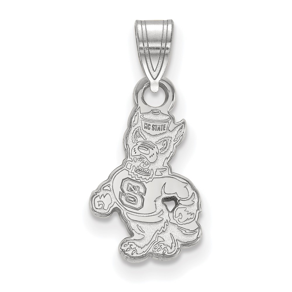 Sterling Silver Rhodium-plated LogoArt North Carolina State University Wolf Small Pendant