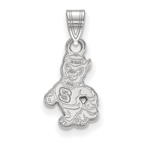 Sterling Silver Rhodium-plated LogoArt North Carolina State University Wolf Small Pendant