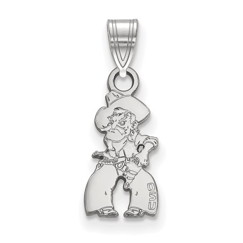 Sterling Silver Rhodium-plated LogoArt Oklahoma State University Cowboy Small Pendant