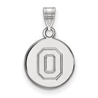 Sterling Silver Rhodium-plated LogoArt the Ohio State University Letter O Small Disc Pendant view 1