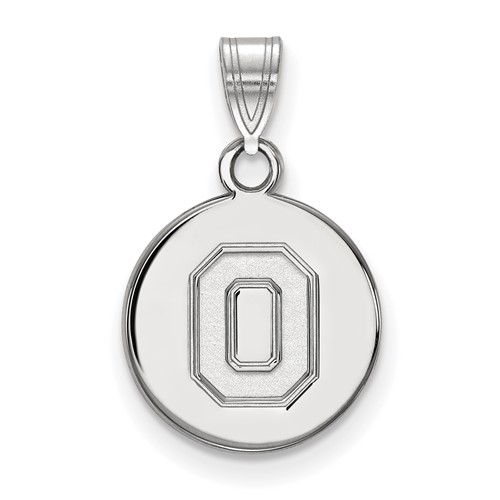 Sterling Silver Rhodium-plated LogoArt the Ohio State University Letter O Small Disc Pendant