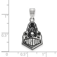 Sterling Silver Rhodium-plated LogoArt Purdue University Boilermakers Train Logo Large Enameled Pendant view 2