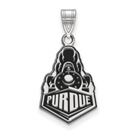 Sterling Silver Rhodium-plated LogoArt Purdue University Boilermakers Train Logo Large Enameled Pendant view 1
