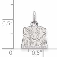 Sterling Silver Rhodium-plated LogoArt University of Alabama Elephant Extra Small Pendant view 2