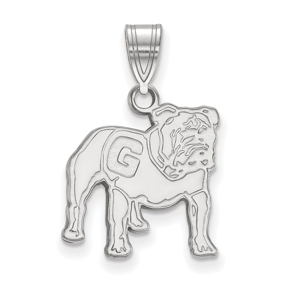 Sterling Silver Rhodium-plated LogoArt University of Georgia Bulldog Medium Pendant