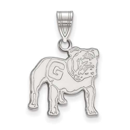 Sterling Silver Rhodium-plated LogoArt University of Georgia Bulldog Medium Pendant