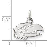 Sterling Silver Rhodium-plated LogoArt University of Kansas Jayhawk Extra Small Pendant view 2