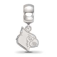Sterling Silver Rhodium-plated LogoArt University of Louisville Cardinal Small Dangle Bead Charm view 2