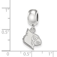 Sterling Silver Rhodium-plated LogoArt University of Louisville Cardinal Small Dangle Bead Charm view 3