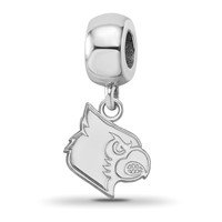 Sterling Silver Rhodium-plated LogoArt University of Louisville Cardinal Small Dangle Bead Charm view 1