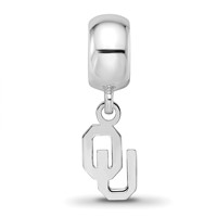 Sterling Silver Rhodium-plated LogoArt University of Oklahoma O-u Extra Small Dangle Bead Charm view 4