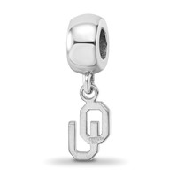 Sterling Silver Rhodium-plated LogoArt University of Oklahoma O-u Extra Small Dangle Bead Charm view 5