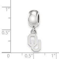 Sterling Silver Rhodium-plated LogoArt University of Oklahoma O-u Extra Small Dangle Bead Charm view 3