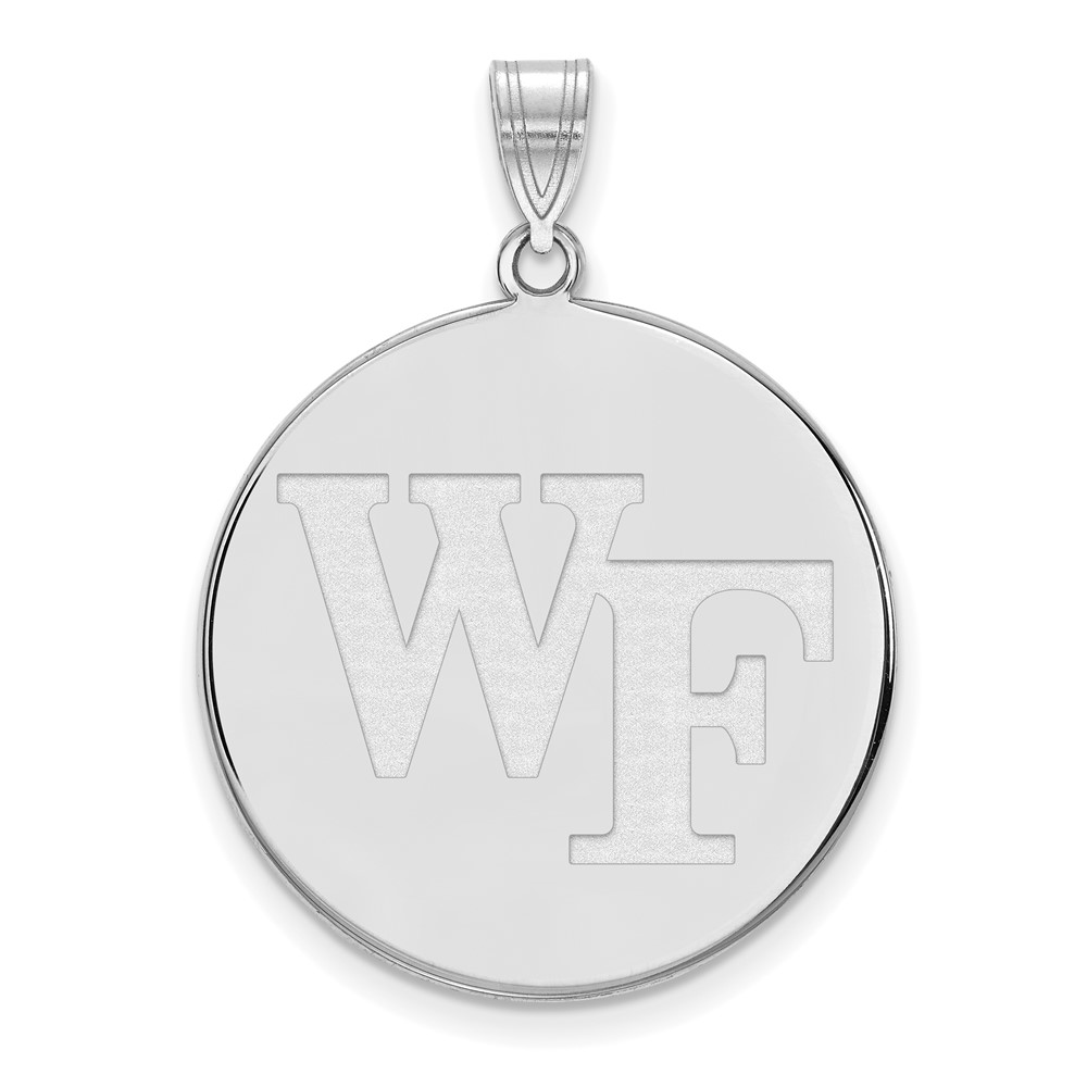 Sterling Silver Rhodium-plated LogoArt Wake Forest University W-f Extra Large Disc Pendant