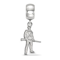 Sterling Silver Rhodium-plated LogoArt West Virginia University Mountaineer Small Dangle Bead Charm view 2