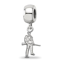 Sterling Silver Rhodium-plated LogoArt West Virginia University Mountaineer Small Dangle Bead Charm view 1
