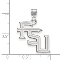 Sterling Silver Rhodium-plated LogoArt Florida State University F-s-u Large Pendant view 2