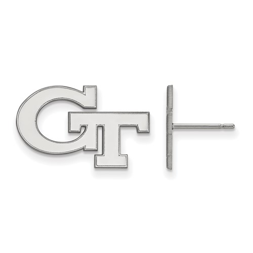 Sterling Silver Rhodium-plated LogoArt Georgia Institute of Technology G-t Small Post Earrings