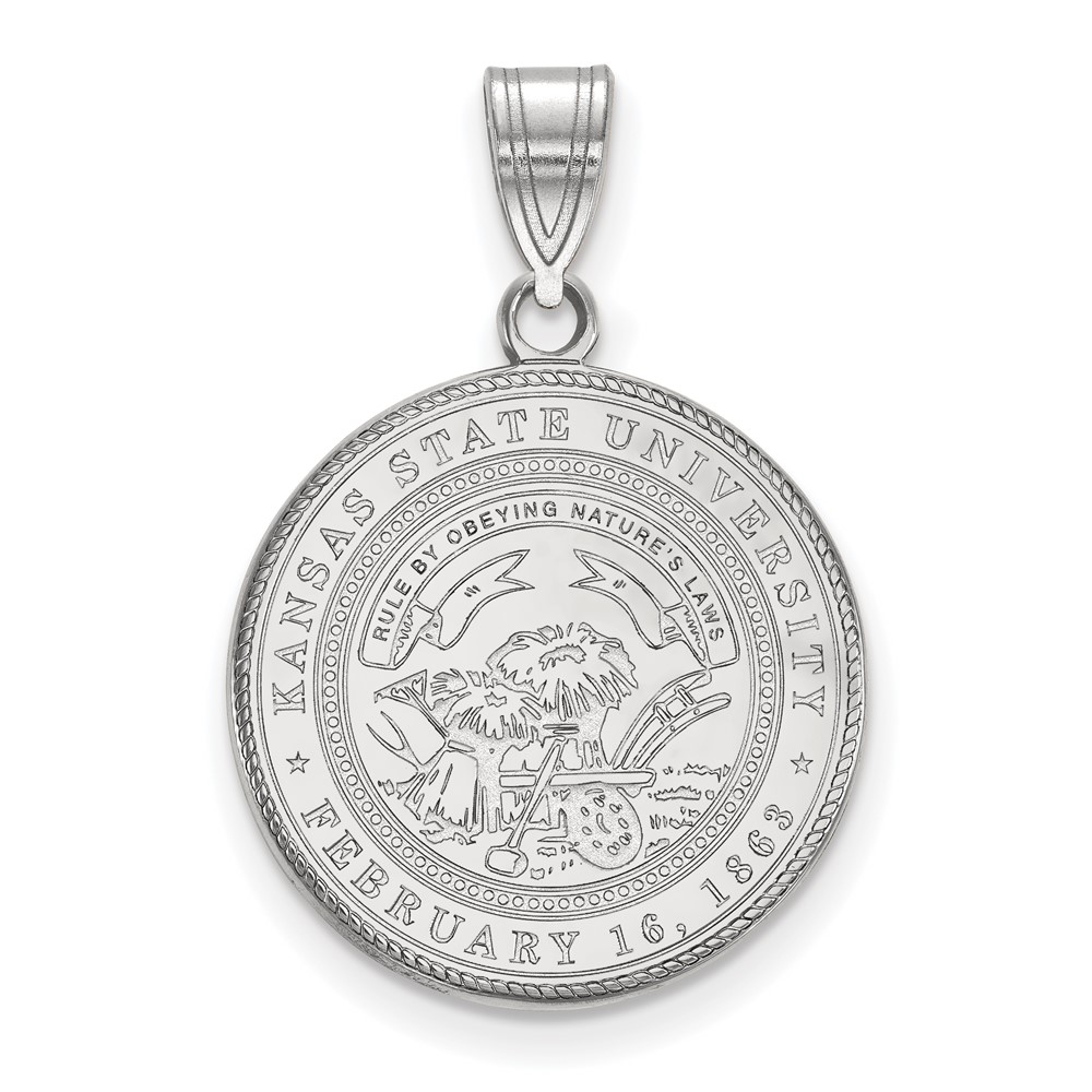 Sterling Silver Rhodium-plated LogoArt Kansas State University Large Crest Pendant