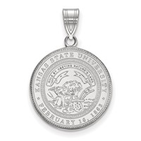 Sterling Silver Rhodium-plated LogoArt Kansas State University Large Crest Pendant view 1