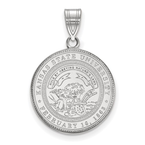 Sterling Silver Rhodium-plated LogoArt Kansas State University Large Crest Pendant