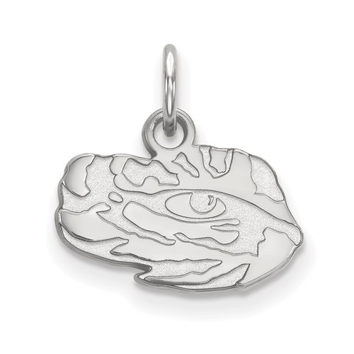 Sterling Silver Rhodium-plated LogoArt Louisiana State University Tiger Eye Extra Small Pendant
