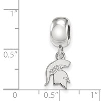 Sterling Silver Rhodium-plated LogoArt Michigan State University Spartan Extra Small Dangle Bead Charm view 4
