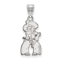 Sterling Silver Rhodium-plated LogoArt Oklahoma State University Cowboy Large Pendant view 1